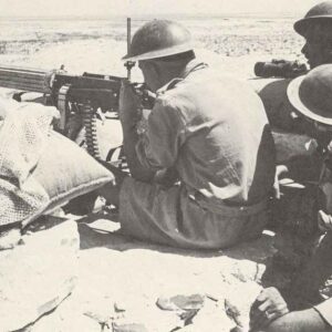 Vickers heavy MG about to open fire with the 1th South African Division of the Eight Army.