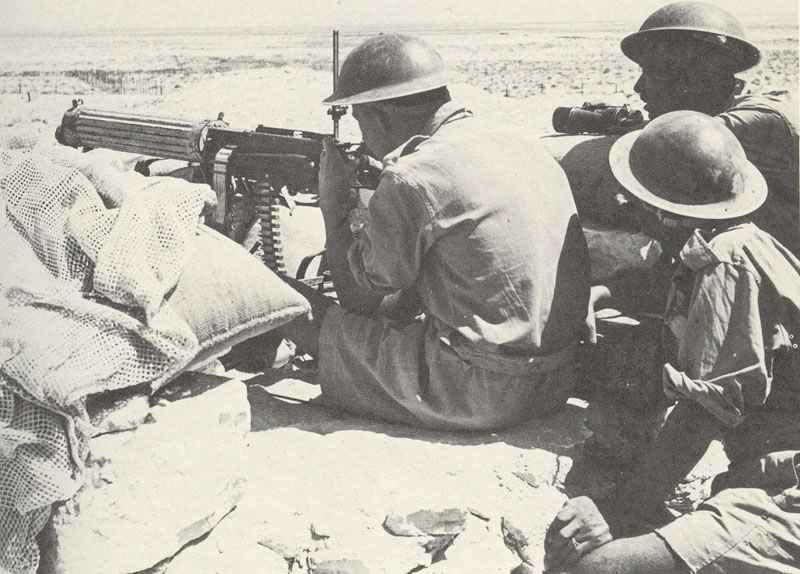 Vickers heavy MG about to open fire with the 1th South African Division of the Eight Army.