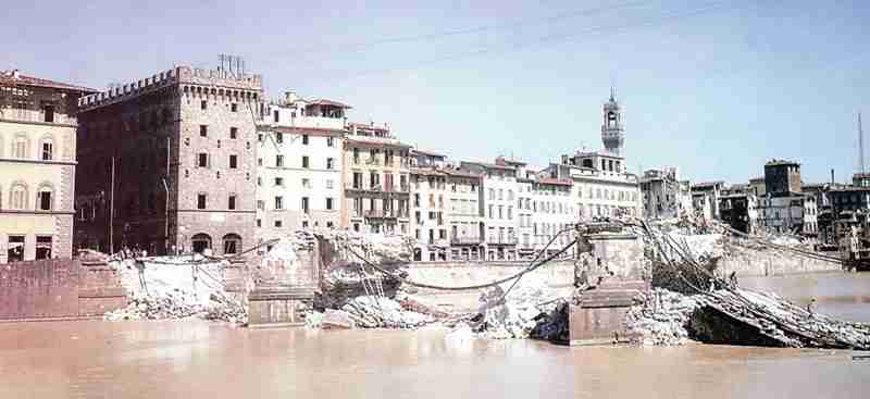 Diary August 11, 1944 14 destroyed Arno bridge at Florence