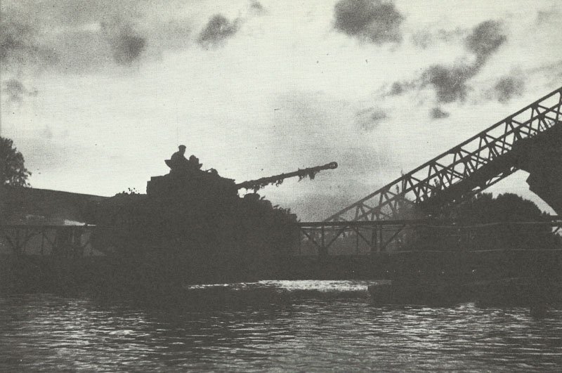 Tanks of the British 11th Armoured Division crossing the Seine