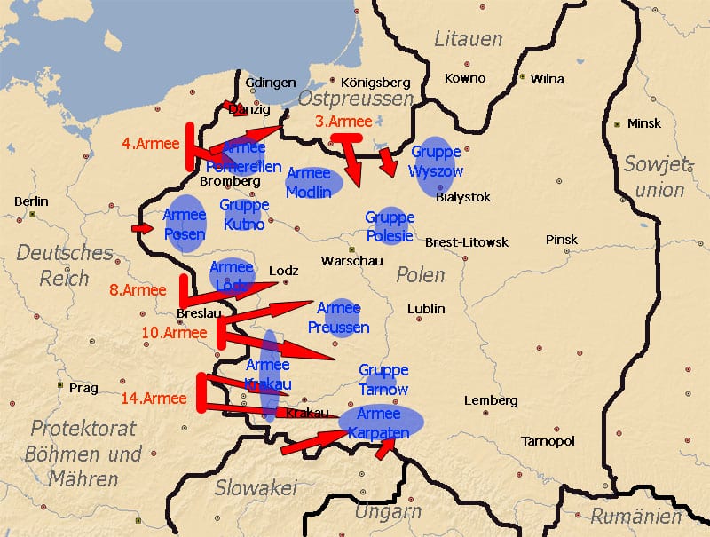 Diary September 2, 1939 26 Map from the campaign in Poland until September 7th.