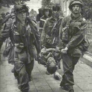 Wounded British paratroopers in Arnheim