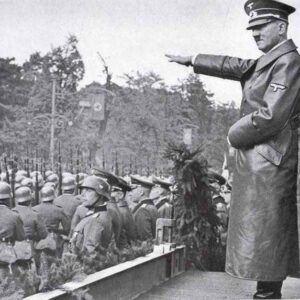 Hitler at the victory parade in Warsaw.