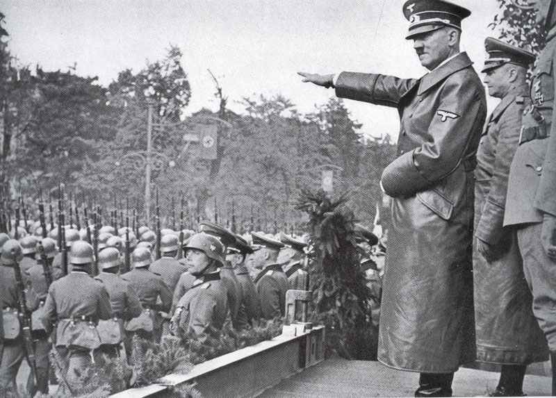 Hitler at the victory parade in Warsaw.
