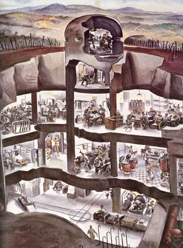 Inside view of a German fortress bunker of the Siegfied Line.