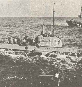 Submarine Shark surrenders to German escort ships