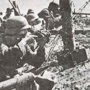 German infantry, armed with 98K rifles as well as grenade throwers