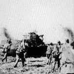 Attacking Russian infantry and tanks.