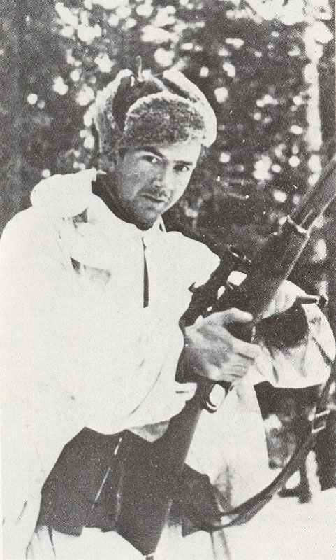 Finnish sniper in the Karelian forest
