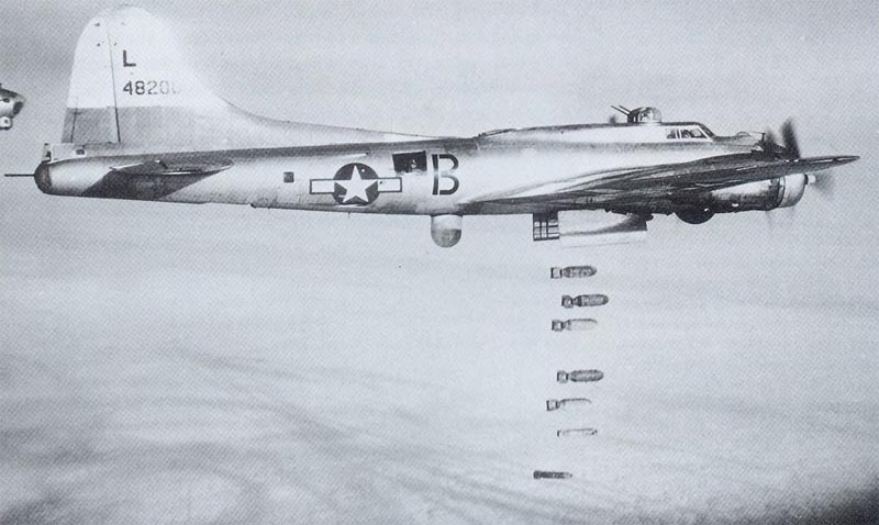 B-17G drops it bombs