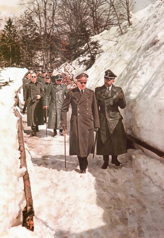 Hitler an Himmler at snowy Berghof