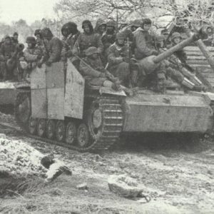 StuG III with mounted infantry