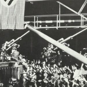 Hitler speaks in front of armor workers.