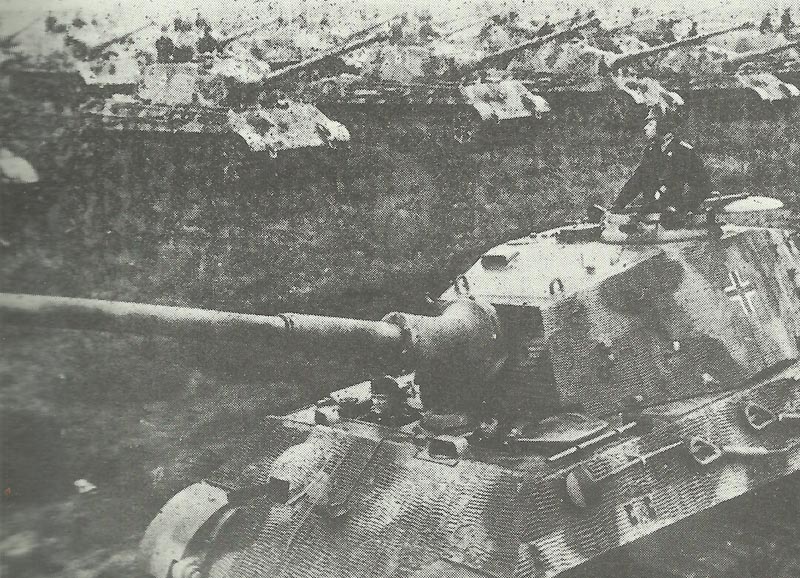 line-up of King Tiger tanks