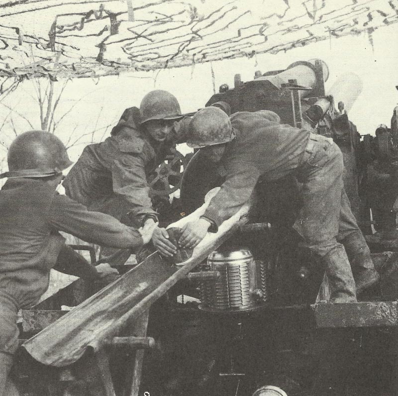 US artillery bombarding German positions