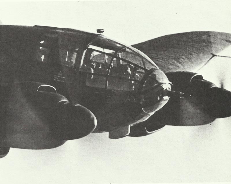 fully glazed nose section view of a He 111