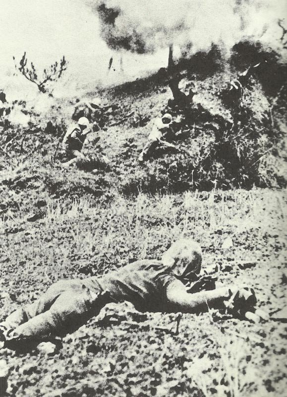 US Marines storming a Japanese position