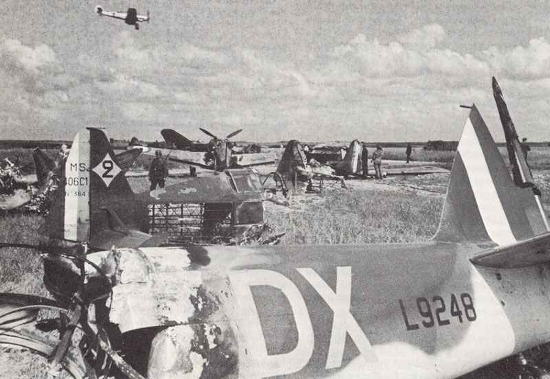 Me109 is landing on a captured French airfield
