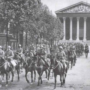 German artillery in the streets of Paris in front of the church of Sainte Madeleine