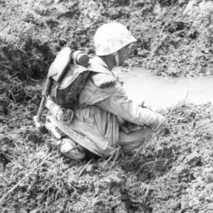 exhausted Marine on Okinawa