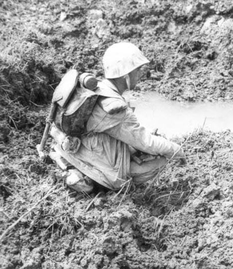 exhausted Marine on Okinawa