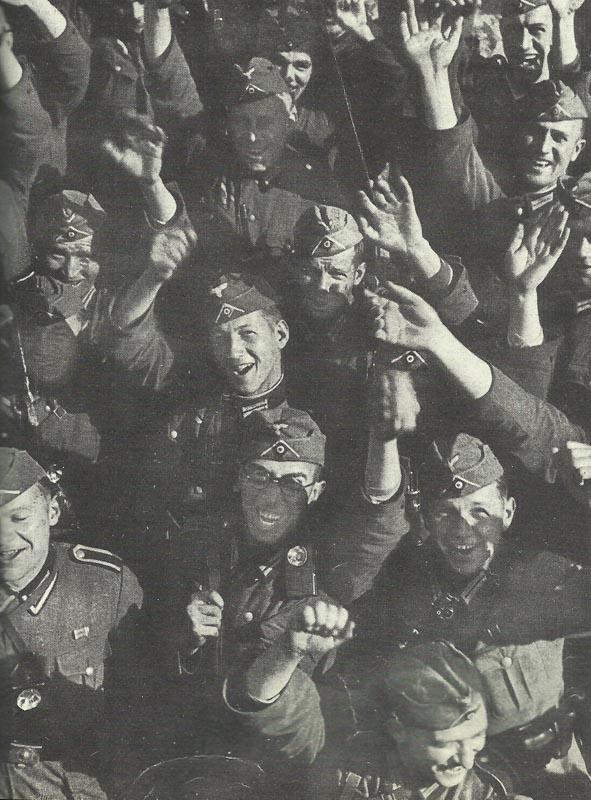 Cheering German soldiers