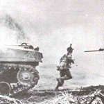 US Marine takes aim with his M1 Garand at Iwo Jima