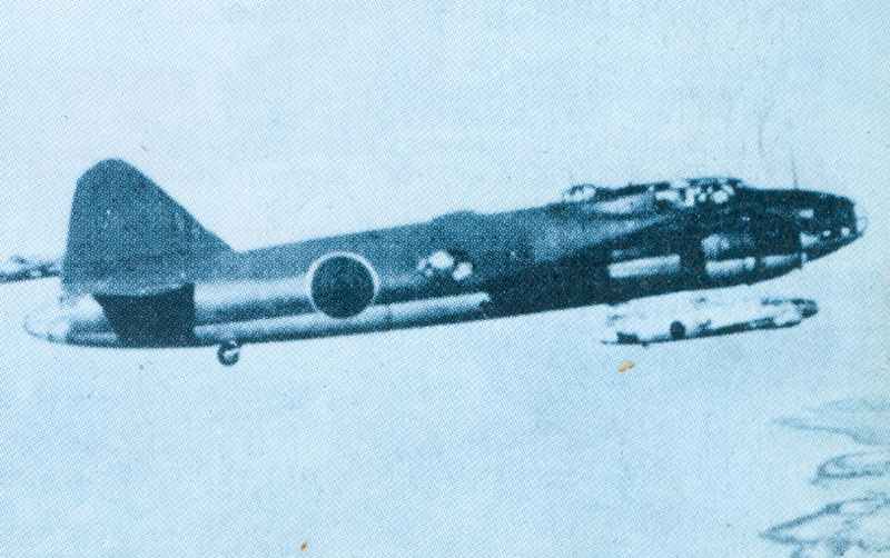 Formation of variously coloured Mitsubishi G4M1 Betty bombers