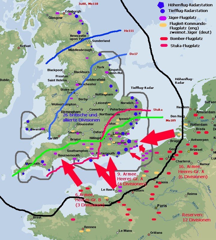 Map about the Battle of Britain