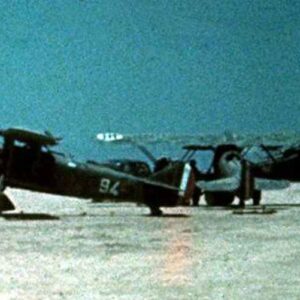 Italian Fiat CR32 biplane fighters on an airfield in Libya