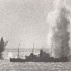 coastal convoy under fire from German cross-Channel guns