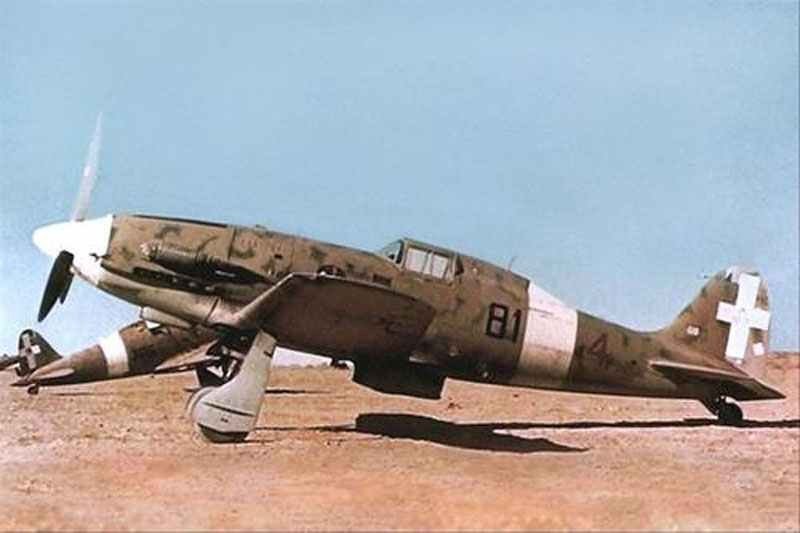 Macchi C.202 Folgore 3 Macchi Folgore on an airfield in North Africa