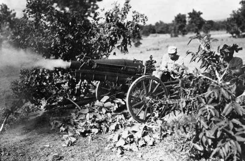 Chinese artillery in action.