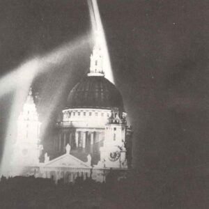St Paul's Cathedral in the City of London, lit by searchlights