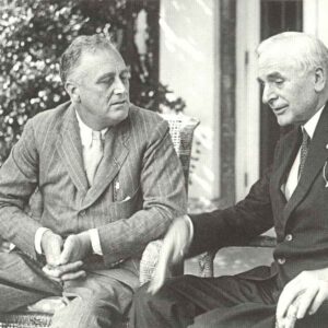 Roosevelt is talking with his foreign minister Cordell Hull.