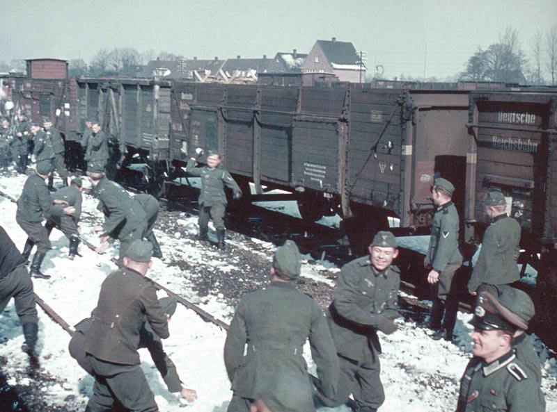 German soldiers snowball fight