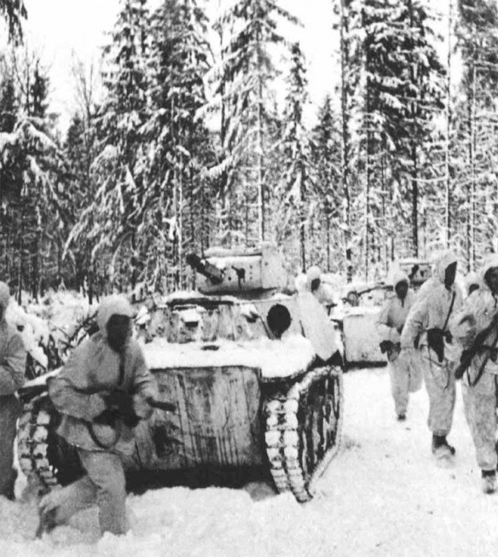 column of light T-70 tanks