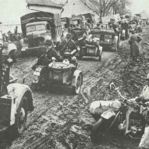 German advance on the muddy roads of Yugoslavia.