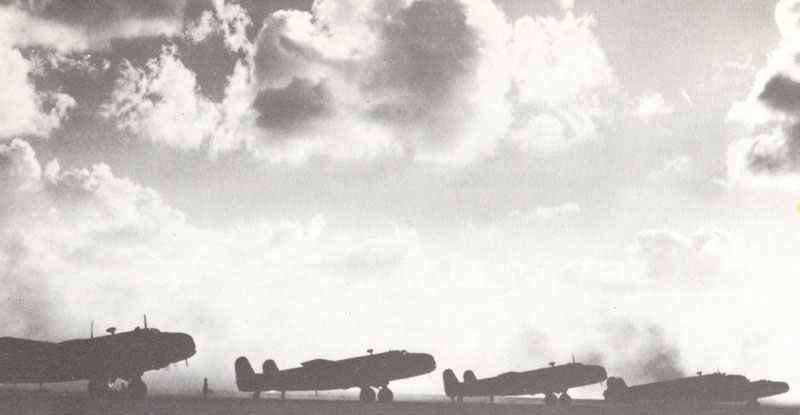 Diary March 10, 1941 26 Handley Page Halifax bombers before the start.