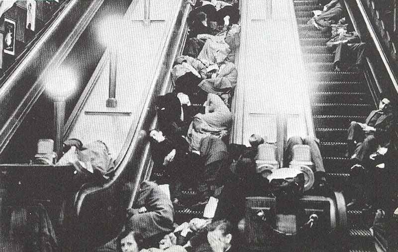 Underground Station in London as air raid shelter