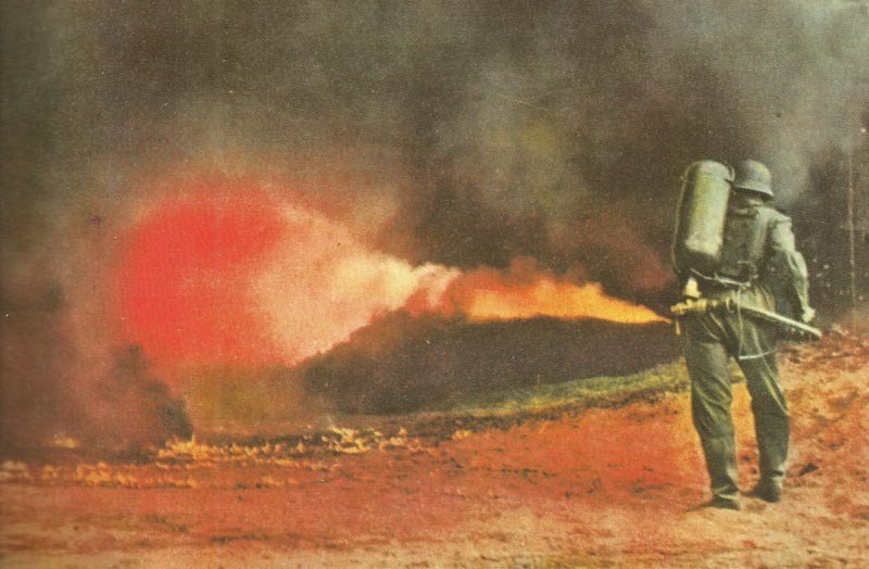 German flamethrower in action