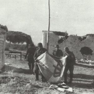 German soldiers hauled down a Greek war flag