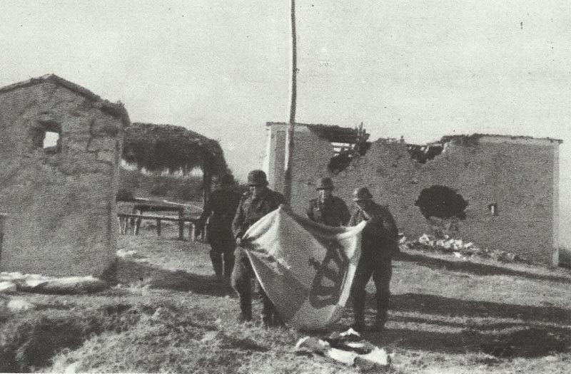 Italian Invasion of Greece 1940 12 German soldiers hauled down a Greek war flag