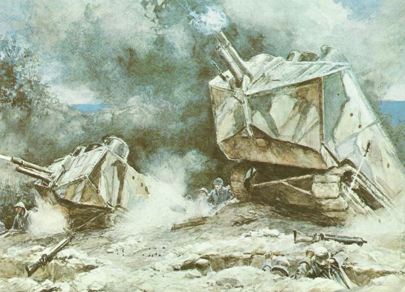 French troops with support of St Chamond tanks