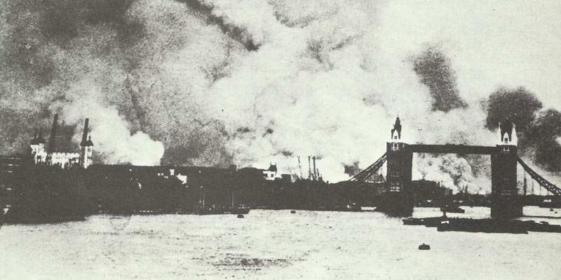 Tower Bridge in heavy smoke