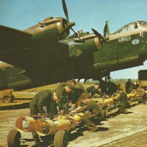 Stirling bomber loaded with bombs