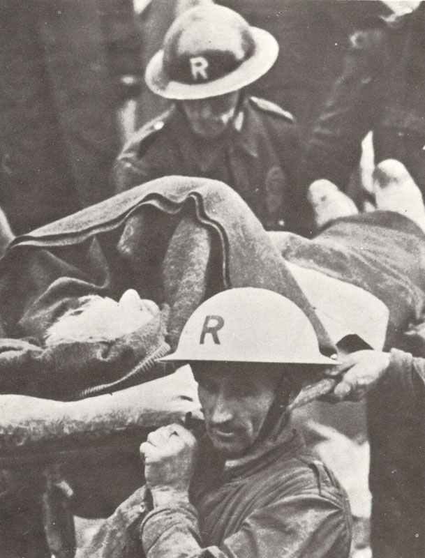 Air raid helper rescue a buried man