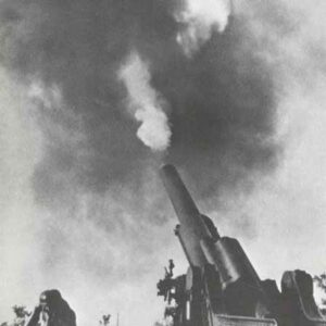 German heavy long-range artillery firing at the Russian Front.