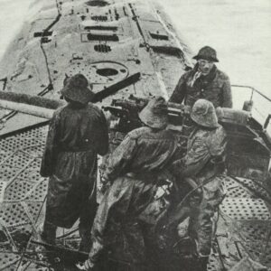 Fire-ready gun of a German submarine