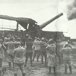 12-inch rail gun fires on German positions